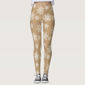 Kraftpapier Weißschneeflocken Muster ID589 Leggings (Vorderseite)