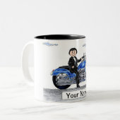 Kraftrad — Cartoon Zweifarbige Tasse (Vorderseite Links)