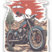 Kraftrad im Wüstenkaktus Western Set (2) Aufkleber (Vorderseite)