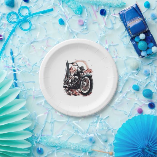 Kraftrad im Wüstenkaktus Western Set (3) Pappteller (Party)