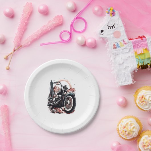 Kraftrad im Wüstenkaktus Western Set (3) Pappteller (Party)