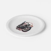 Kraftrad im Wüstenkaktus Western Set (3) Pappteller (Schrägansicht)