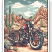Kraftrad im Wüstenkaktus Western Set (4) Aufkleber (Vorderseite)