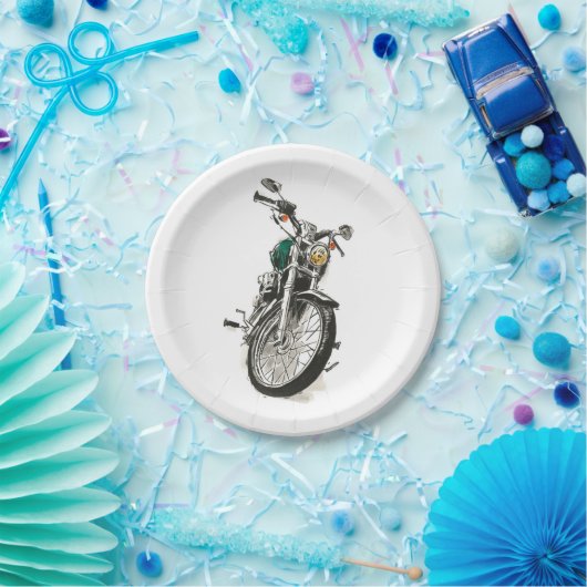 Krafträder in Tinte I Pappteller (Party)