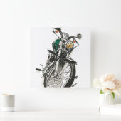 Krafträder in Tinte I Quadratische Wanduhr (Zuhause)