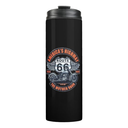 Krafträder und Route 66 Thermosbecher (Vorderseite)