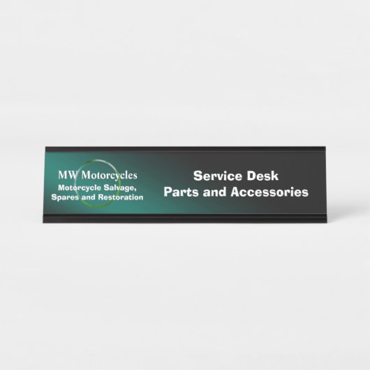 Kraftradrestaurierung, aquamarin, mit Prägung vers Schreibtischnamensplakette (Vorderseite )