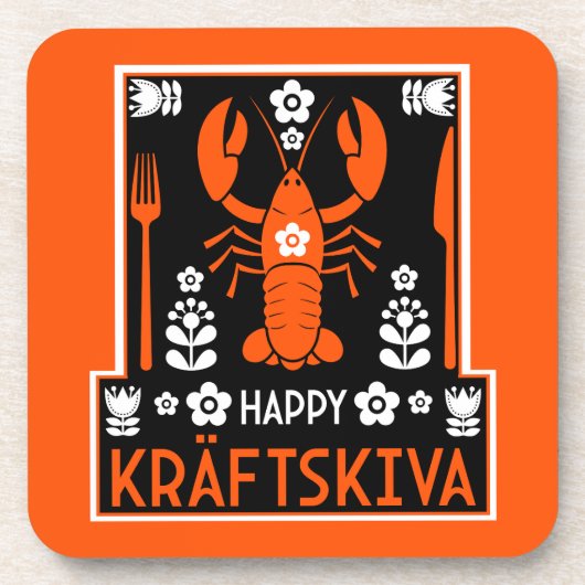 Kräftskiva - Schwedisches Krakischefisch-Party Getränkeuntersetzer (Vorderseite)
