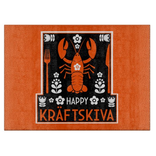 Kräftskiva - Schwedisches Krakischefisch-Party Schneidebrett (Vorderseite)