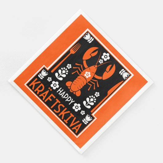 Kräftskiva - Schwedisches Krakischefisch-Party Serviette (Ecke)