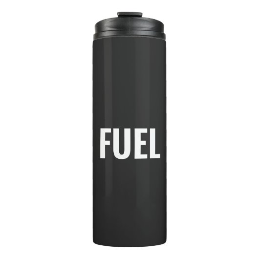 Kraftstoff Schwarz-weiß minimalistisch cool Thermosbecher (Vorderseite)