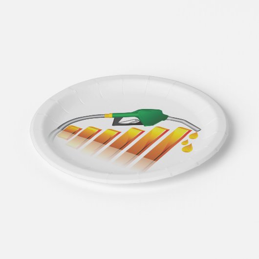 Kraftstoffpreis Pappteller (Schrägansicht)