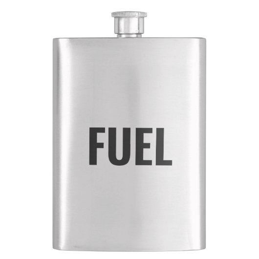 Kraftstoffschwarze Buchstaben minimalistisch cool Flachmann (Vorderseite)