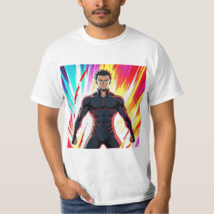 Kraftvolle Anime-Held-Transformation – Dynamische  T-Shirt