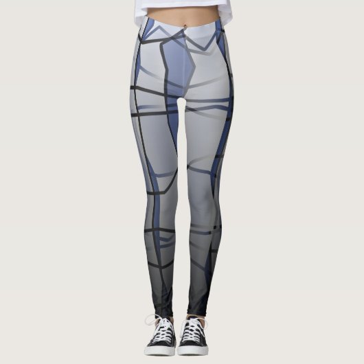 Kraftvolle Leggings mit grau geometrischer Messewi (Vorderseite)