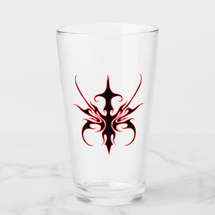 Kraftvolle schwarze und rote Stammeslinien-Kunst-I Glas