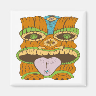 Kraftvolle Tiki-Statue in psychedelischer Stimmung Magnet