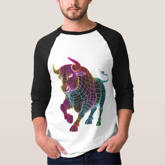 Kraftvoller farbiger Stier T-Shirt (Vorderseite)