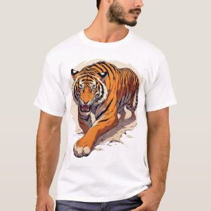 Kraftvoller Ladender Tiger T-Shirt