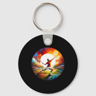 Kraftvoller Tennisaufschlag – Athlet im Aktionsdes Schlüsselanhänger