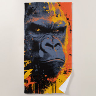 Kraftvolles Gorilla-Pop-Art-Porträt Strandtuch