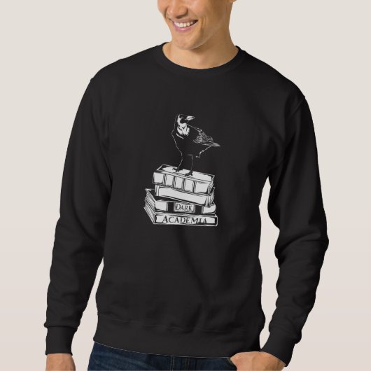 Krähe auf Büchern Dunkle Akademie Sweatshirt (Vorderseite)