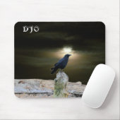 Krähe auf dem Treibholz-Strand, der Mond TAN Mousepad (Mit Mouse)