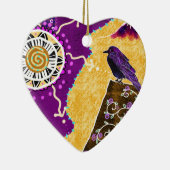 Krähe auf einem Buch Keramikornament (Rechts)