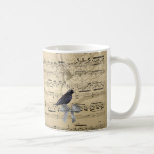 Krähe auf einem Notenblatt Kaffeetasse