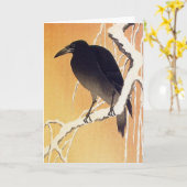 Krähe auf einer Niederlassung durch Ohara Koson Karte (Gelbe Blume)
