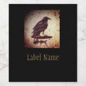 Krähe auf Fahrradsitz Weinetikett (Einzelnes Label)