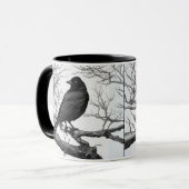Krähe auf kahlen Winterzweigen sitzend Tasse (Vorderseite Links)