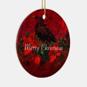 Krähe auf Poinsettias und Keramik Ornament (Rechts)