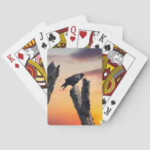 Krähe bei Sonnenaufgang Spielkarten