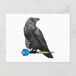 Krähe beim Dart mit Pfeil Postkarte