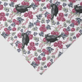 Krähe, blutendes Herz u. Rosen-Blumenmuster Seidenpapier (Ausschnitt)
