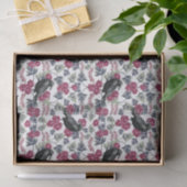 Krähe, blutendes Herz u. Rosen-Blumenmuster Seidenpapier (Geschenk)