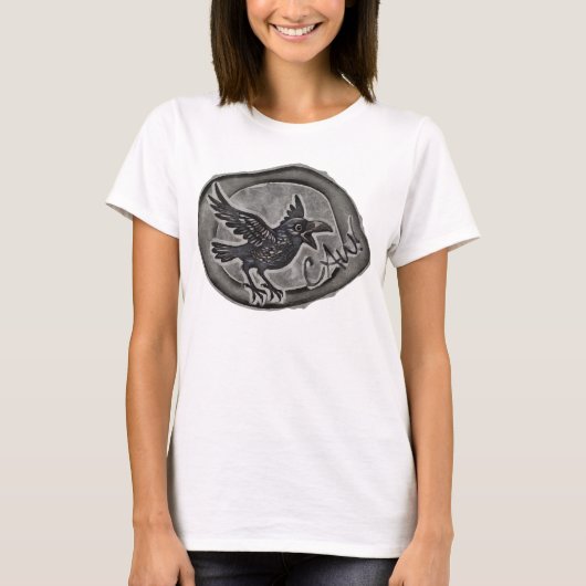Krähe Crow Rabe ruft CAW! T-Shirt (Vorderseite)
