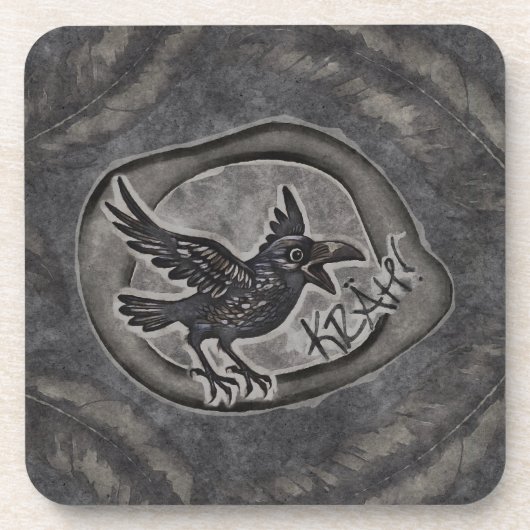 Krähe Crow Rabe ruft KRÄH! Getränkeuntersetzer (Vorderseite)