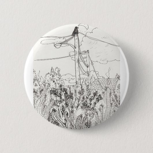 Krähe, die auf einer Power-Linie | Button sitzt (Vorderseite)