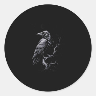 Krähe, F-Caw-F Lustiger Vogel Klassisch Cool Runder Aufkleber