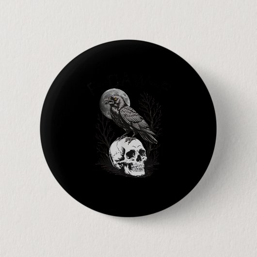Krähe, F-Caw-F Lustiger Vogel Mond Gothic Erwachse Button (Vorderseite)