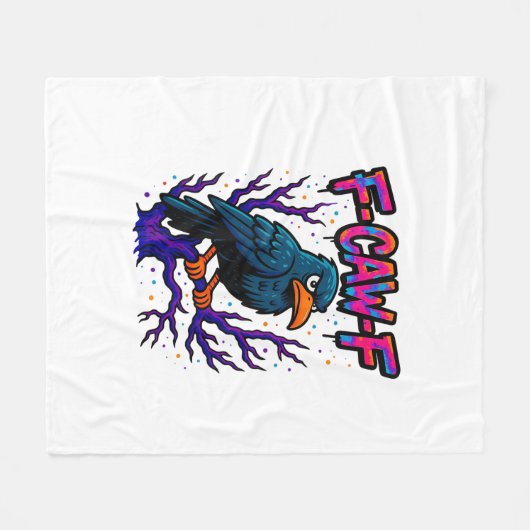 Krähe, F-Caw-F Lustiger Vogel Mond Gothic Erwachse Fleecedecke (Vorderseite (Horizontal))