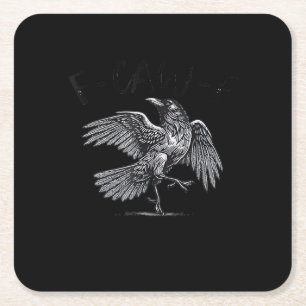 Krähe, F-Caw-F Lustiger Vogel Mond Gothic Erwachse Rechteckiger Pappuntersetzer