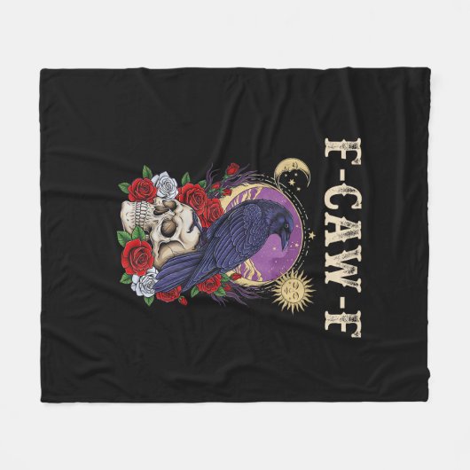 Krähe F-Caw-F Lustiger Vogel Mond Gothic Erwachsen Fleecedecke (Vorderseite (Horizontal))
