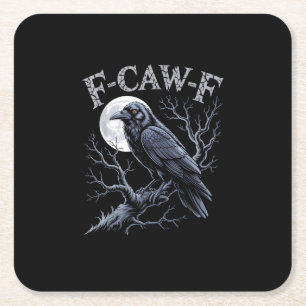 Krähe F-Caw-F Lustiger Vogel Mond Gothic Erwachsen Rechteckiger Pappuntersetzer