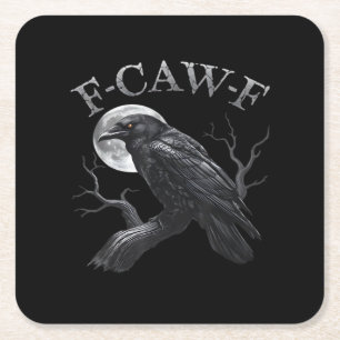 Krähe F-Caw-F Lustiger Vogel Mond Gothic Erwachsen Rechteckiger Pappuntersetzer