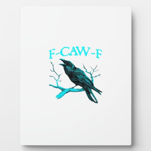 Krähe F-Caw-F Lustiger Vogel Retro Fotoplatte (Vorderseite)