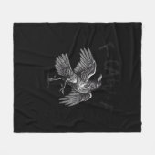 Krähe, F-Caw-F Lustiger Vogel Retro-Grafik Fleecedecke (Vorderseite (Horizontal))