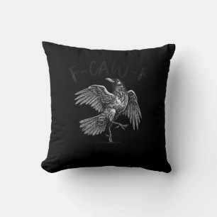 Krähe, F-Caw-F Lustiger Vogel Retro-Grafik Kissen
